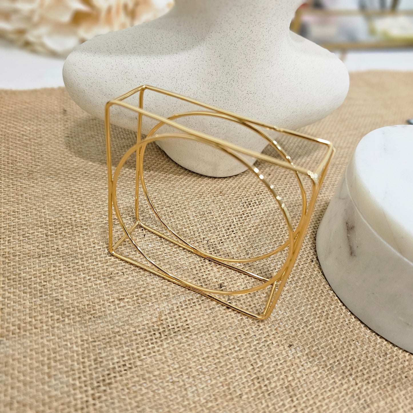 18K Gold Plated Square Bangle Bracelet