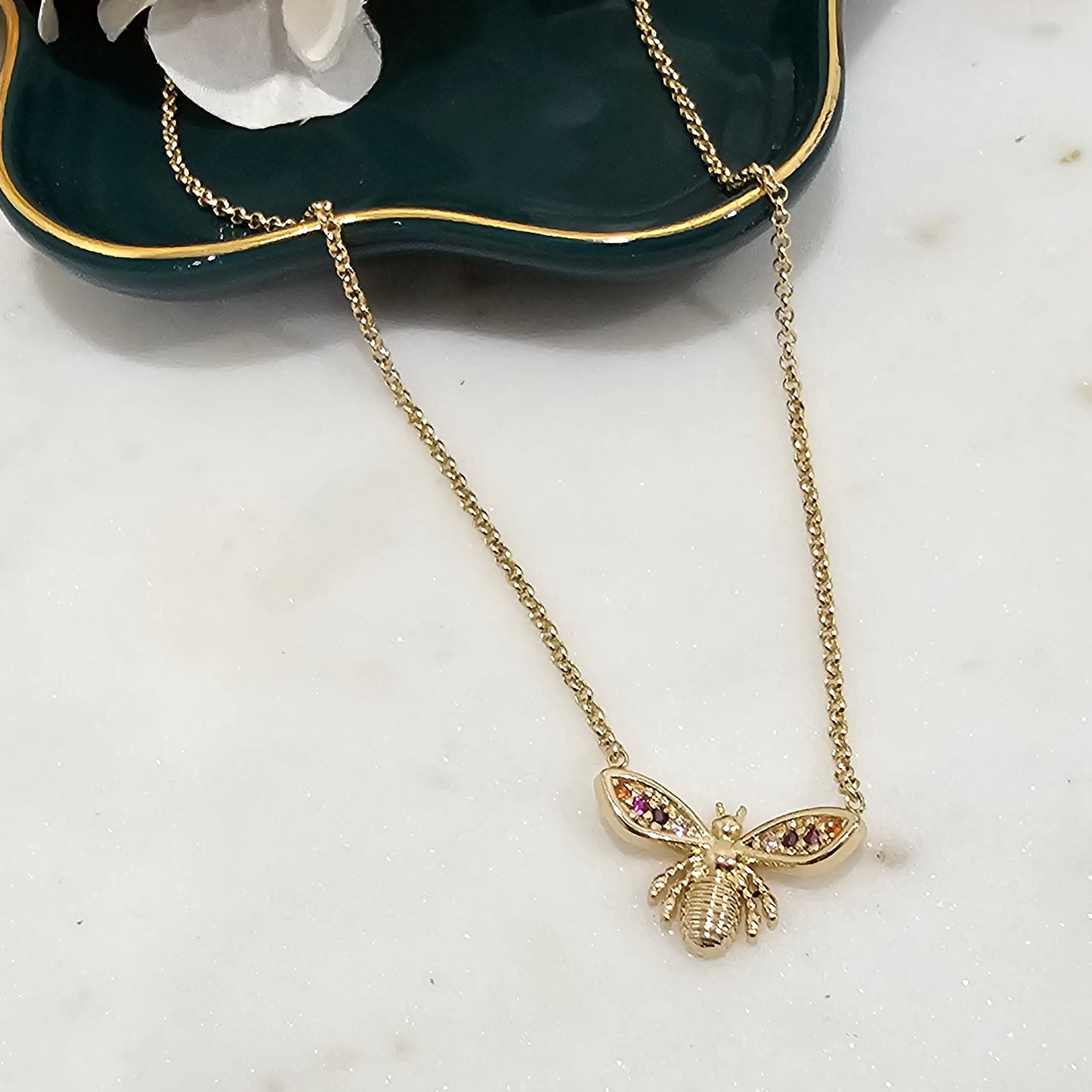 18K Gold Plated Cable Chain Color Dragonfly Necklace