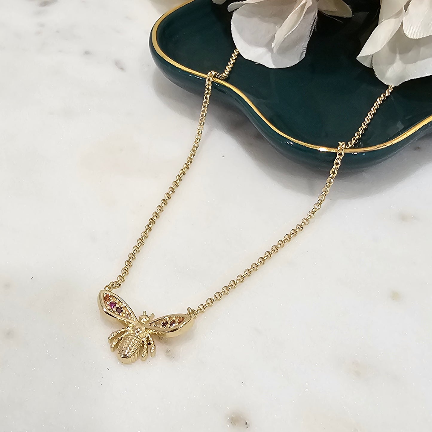 18K Gold Plated Cable Chain Color Dragonfly Necklace