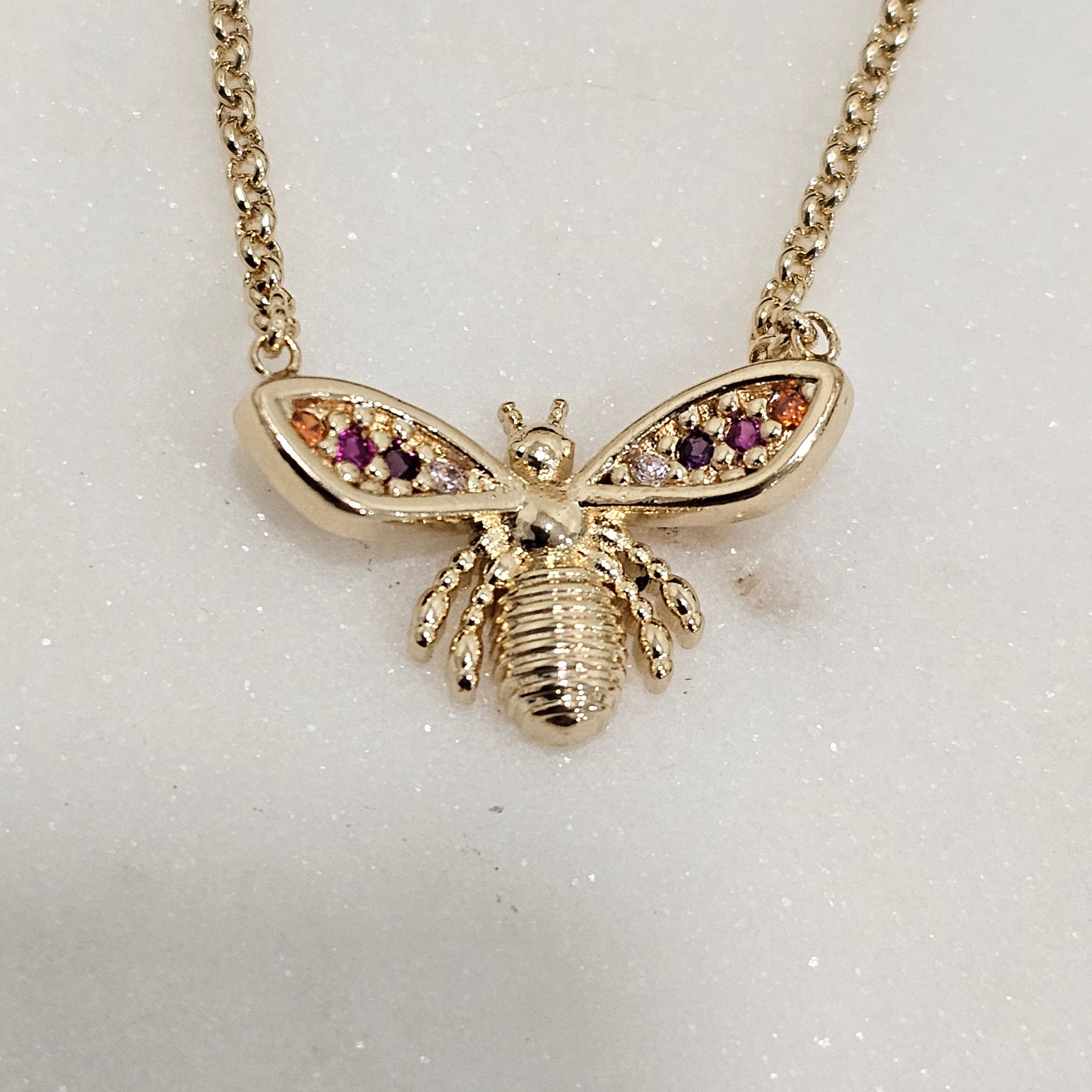 18K Gold Plated Cable Chain Color Dragonfly Necklace