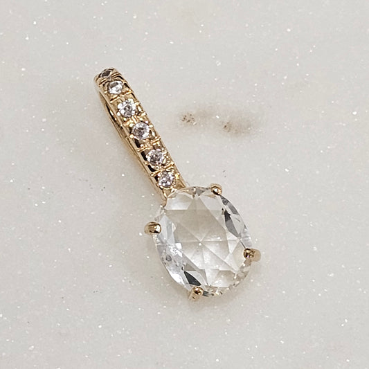 18K Gold Plated Charm Oval Zirconia Studded Zirconia Pendant