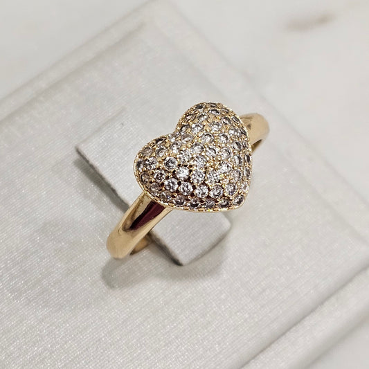18K Gold Plated Heart Studded Zirconia Ring