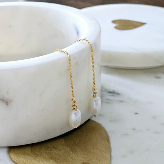 18K Gold Plated Pearl Threader Earrings