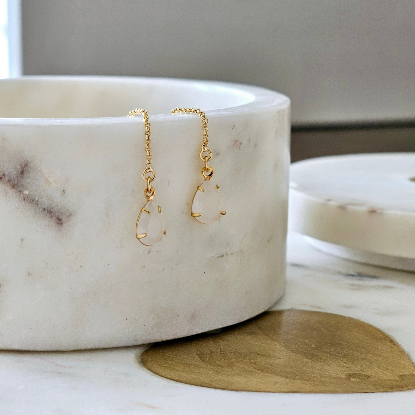 18K Gold Plated Teardrop Threader Earrings