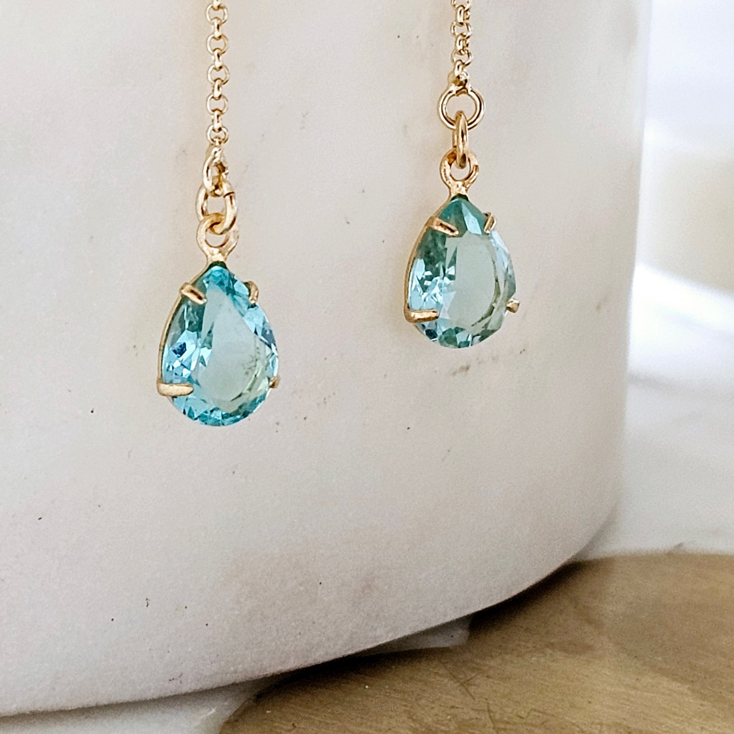 18K Gold Plated Teardrop Threader Earrings