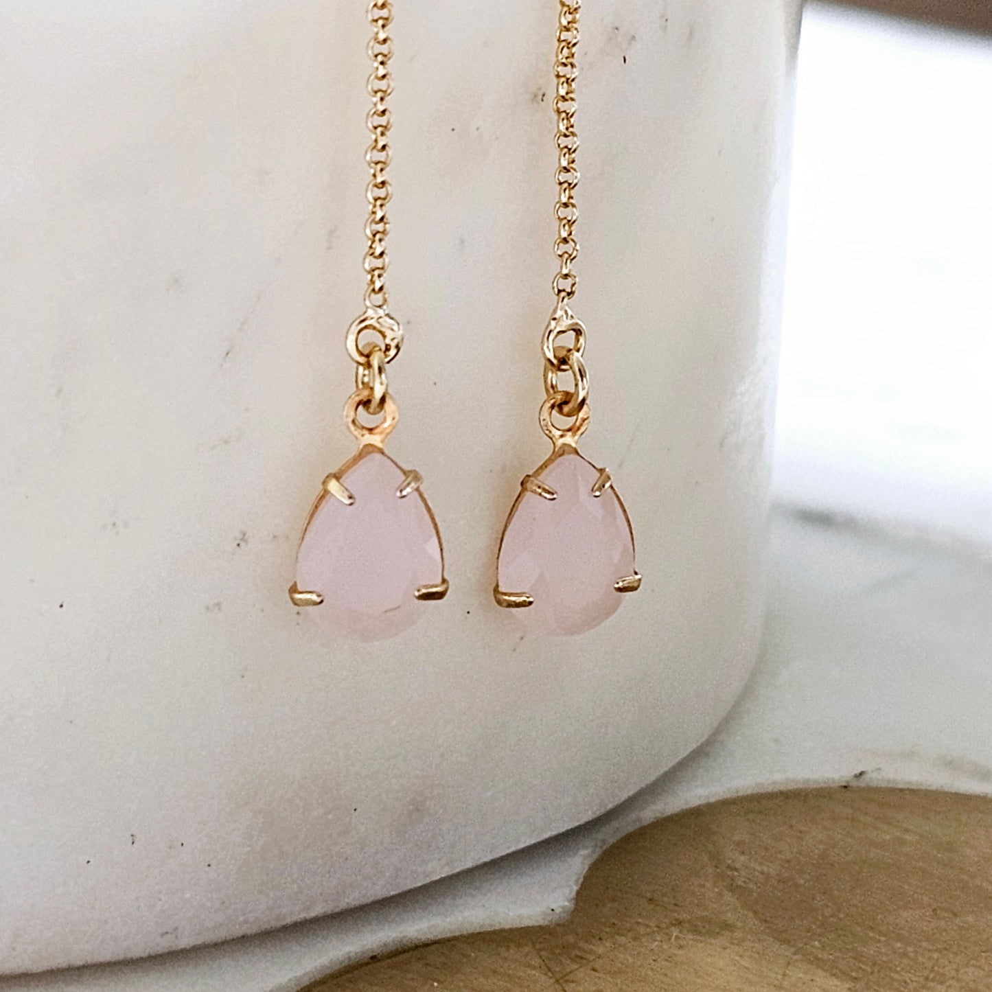 18K Gold Plated Teardrop Threader Earrings