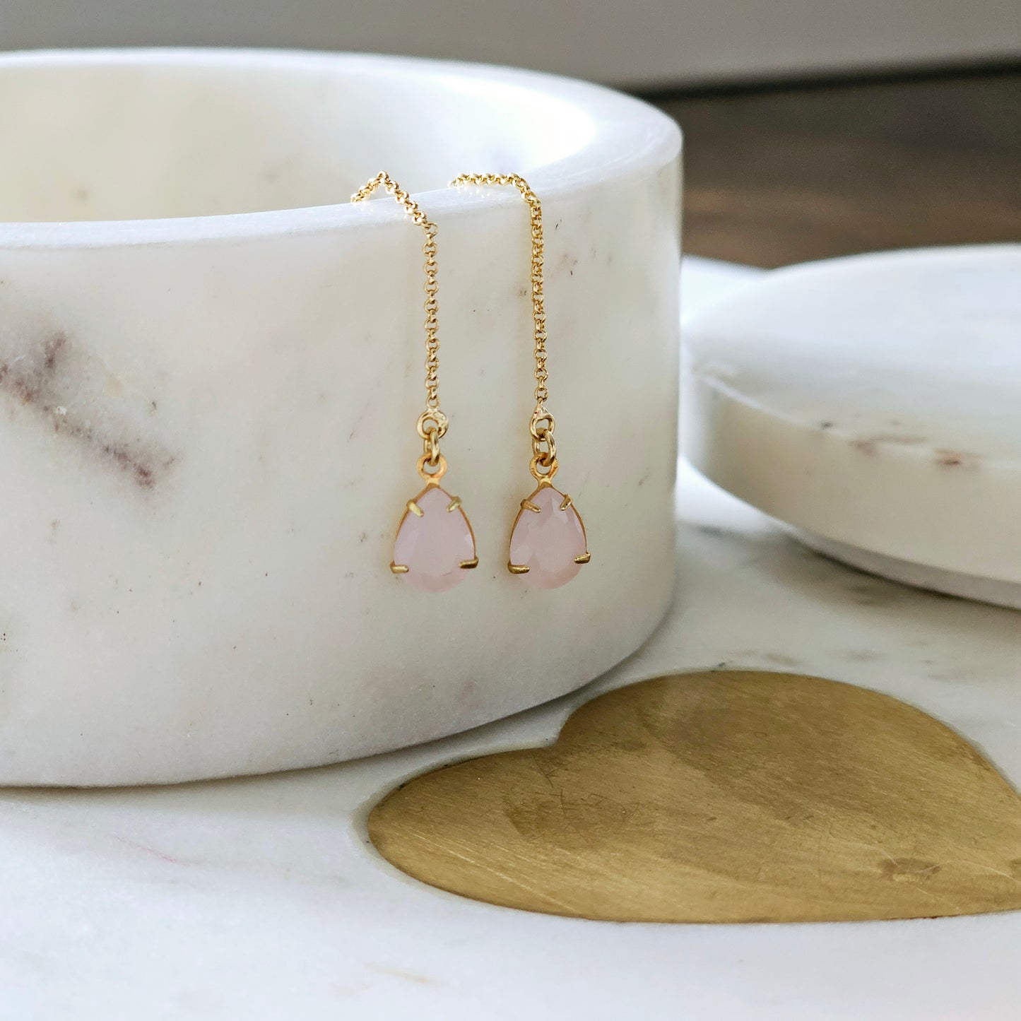 18K Gold Plated Teardrop Threader Earrings