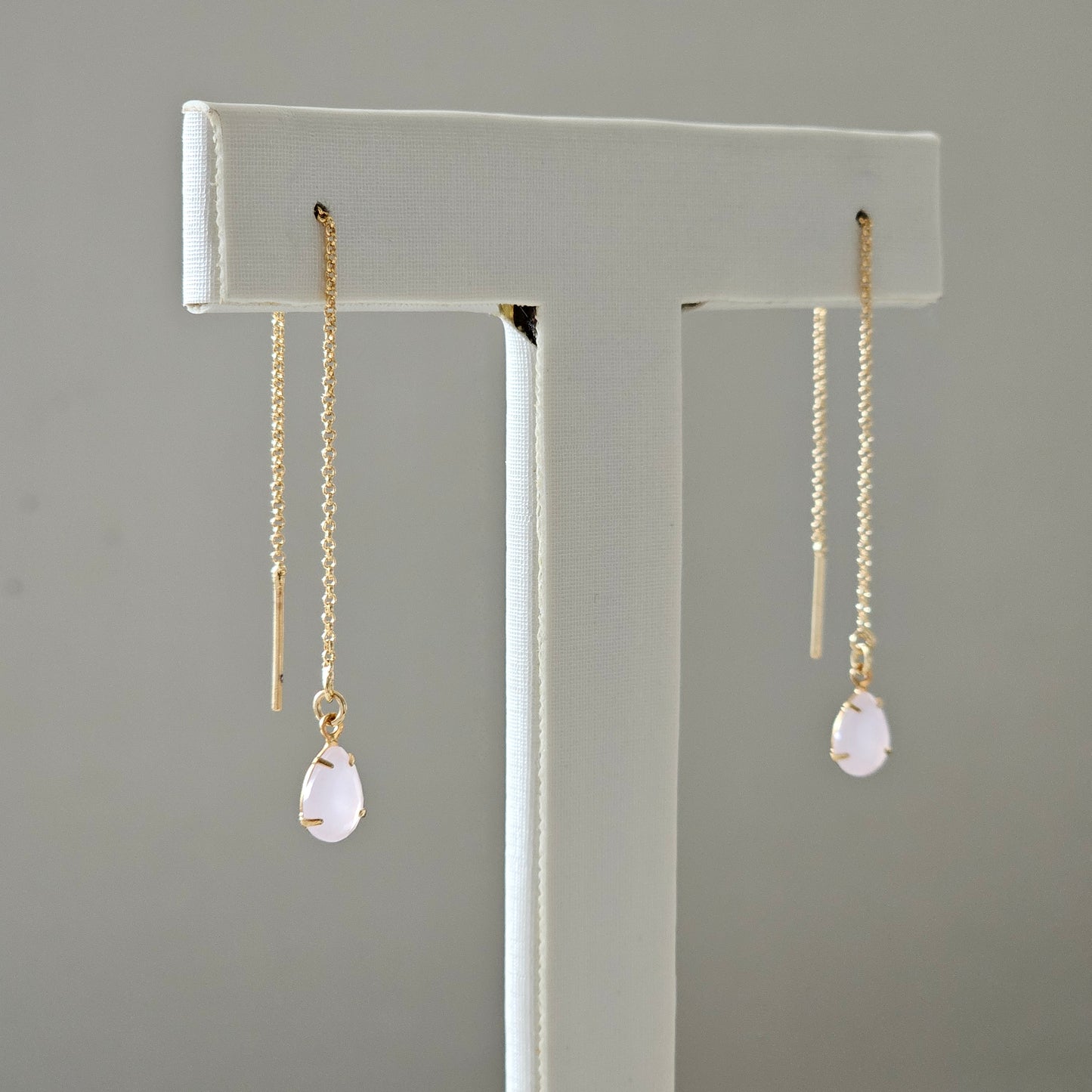 18K Gold Plated Teardrop Threader Earrings