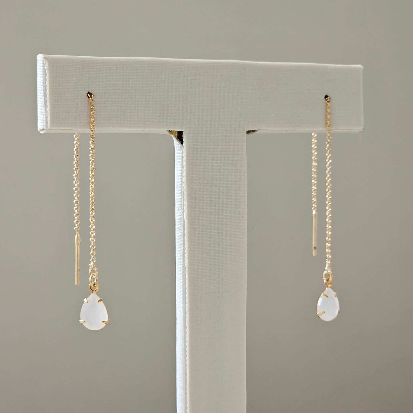 18K Gold Plated Teardrop Threader Earrings