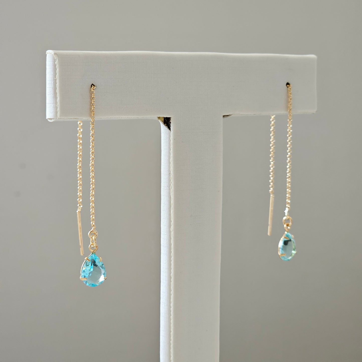 18K Gold Plated Teardrop Threader Earrings