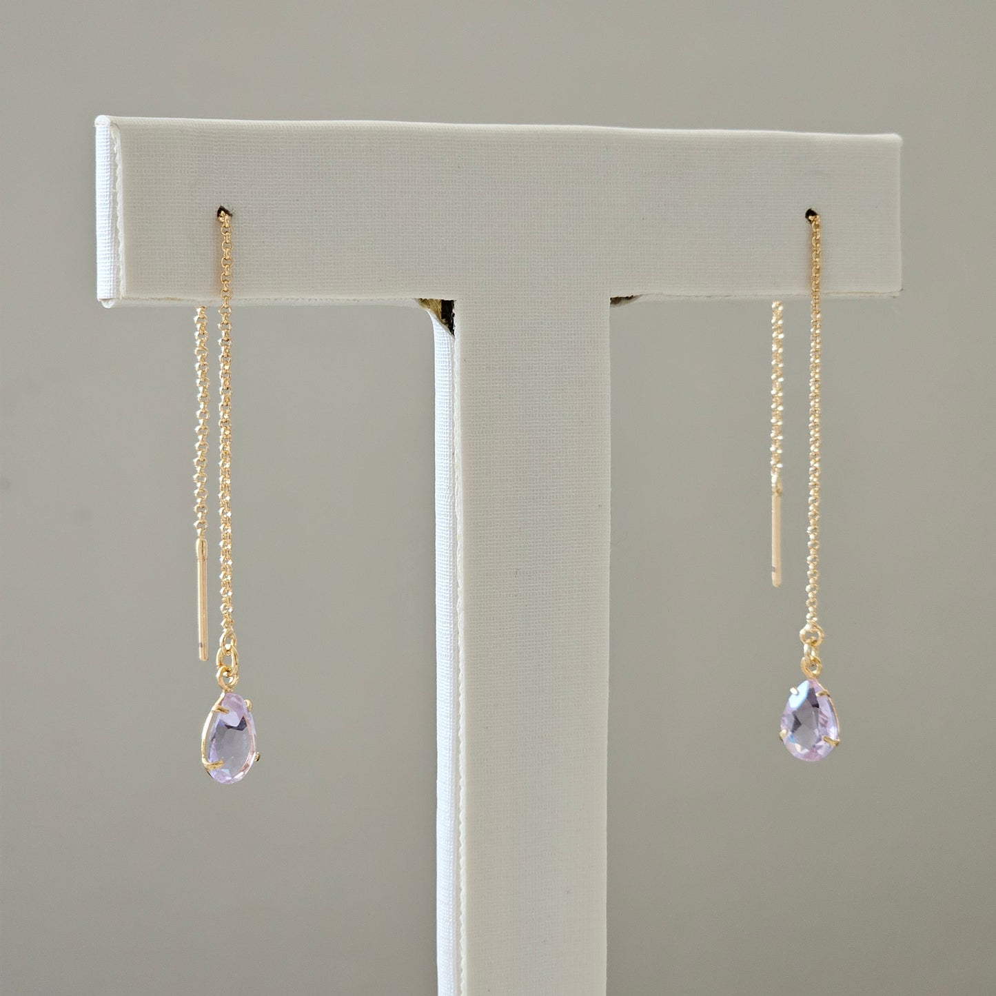 18K Gold Plated Teardrop Threader Earrings