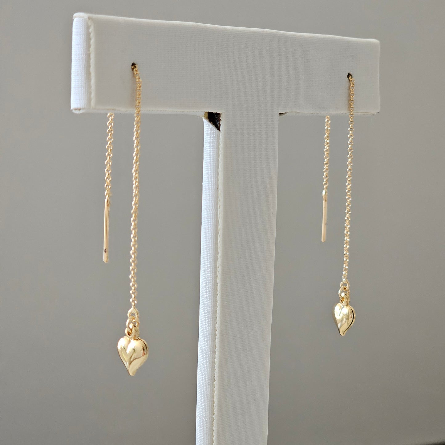18K Gold Plated Heart Threader Earrings