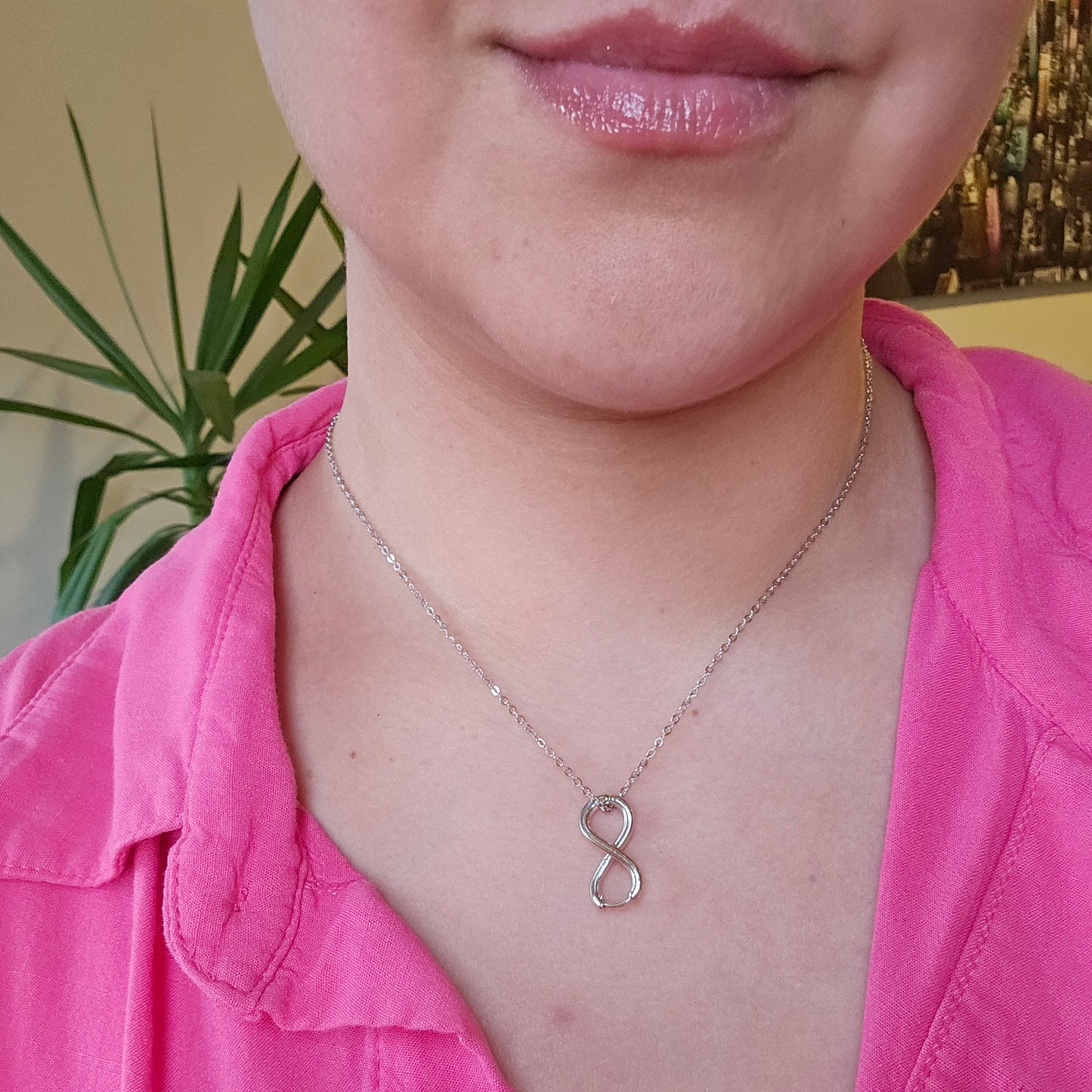 White Rhodium Plated Infinite Necklace