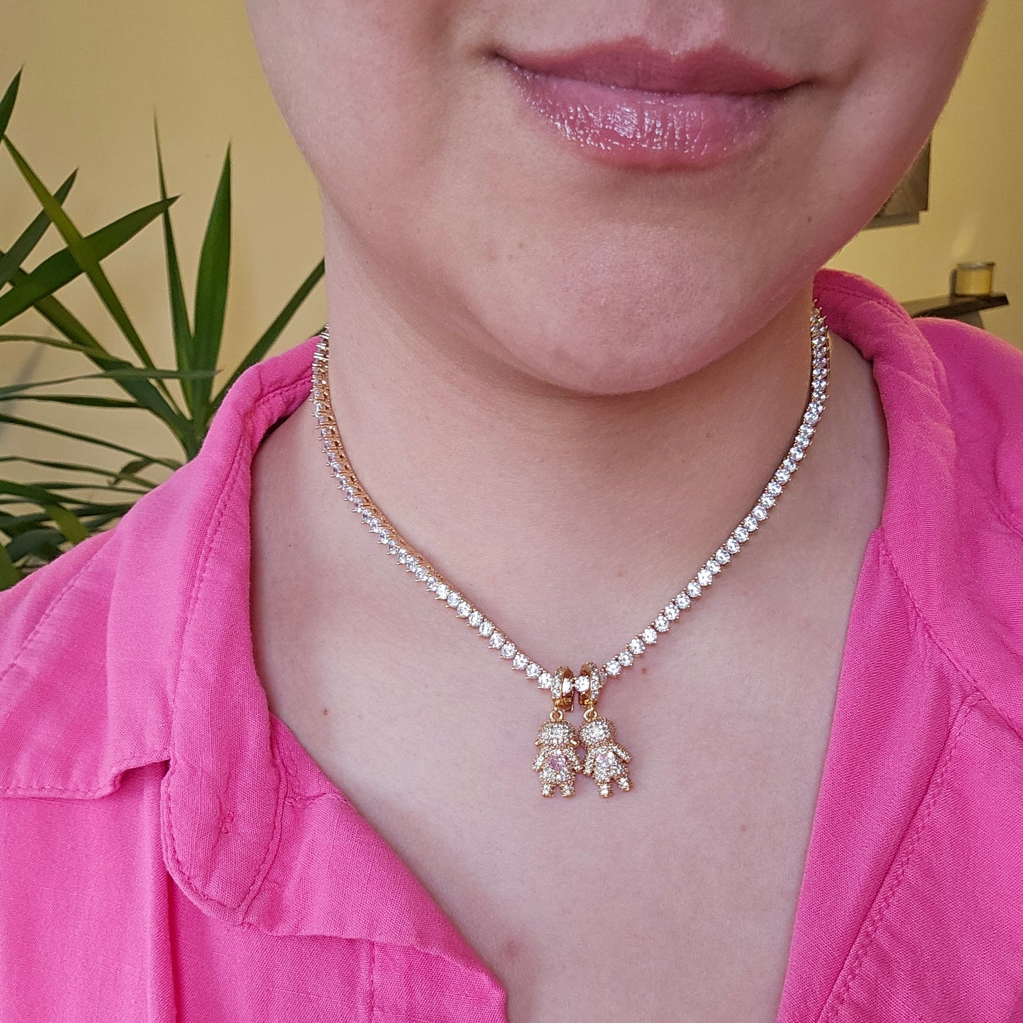 18K Gold Plated Studded Zirconia Boy Pendant
