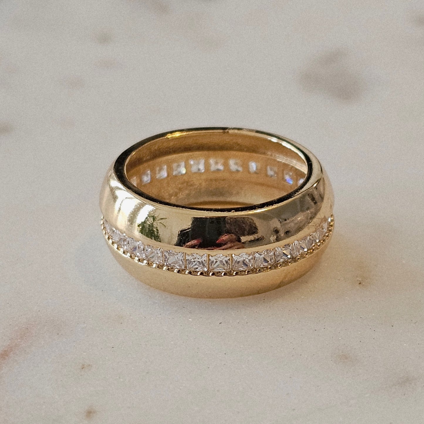 18K Gold Plated Bold Domed Band Ring