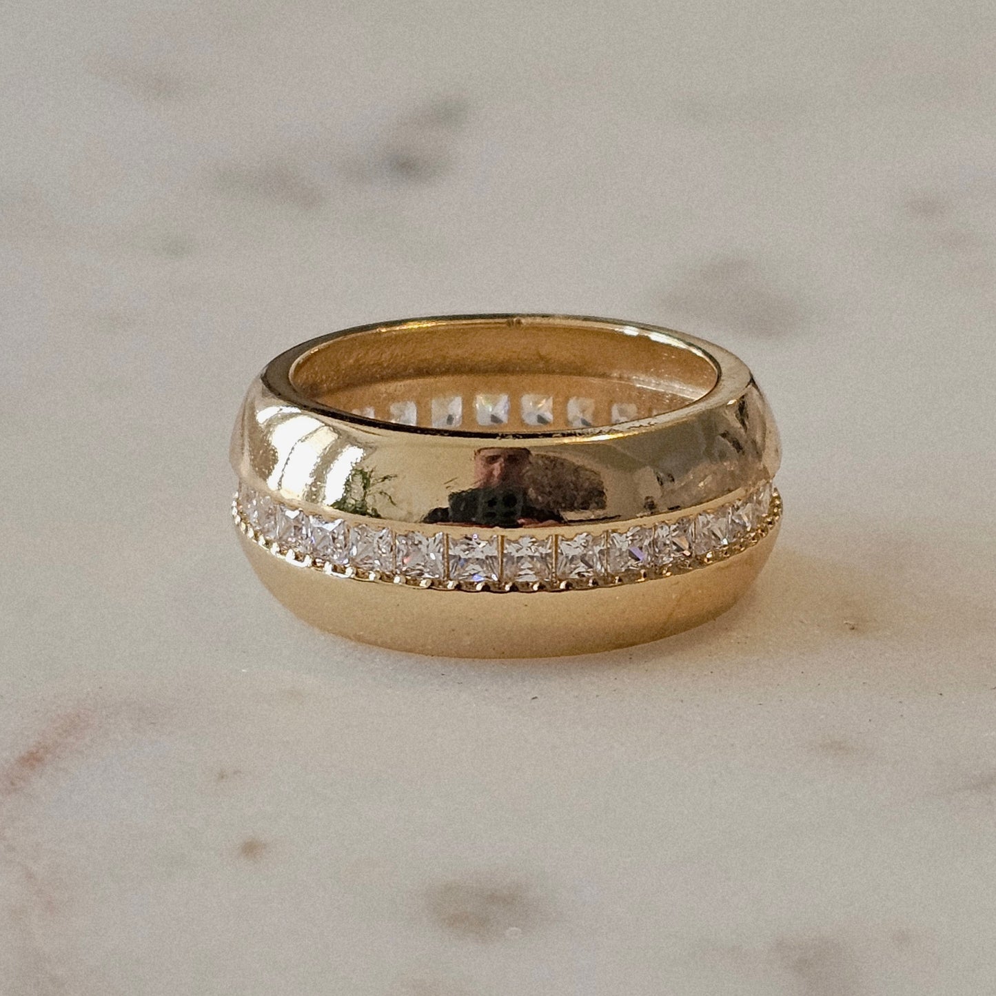 18K Gold Plated Bold Domed Band Ring