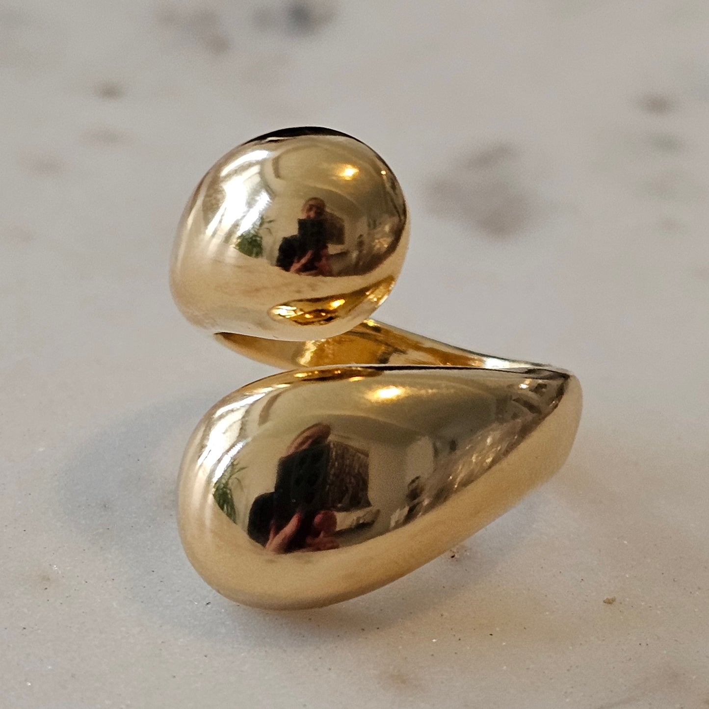 18K Gold Plated Bold Adjustable Domed Ring