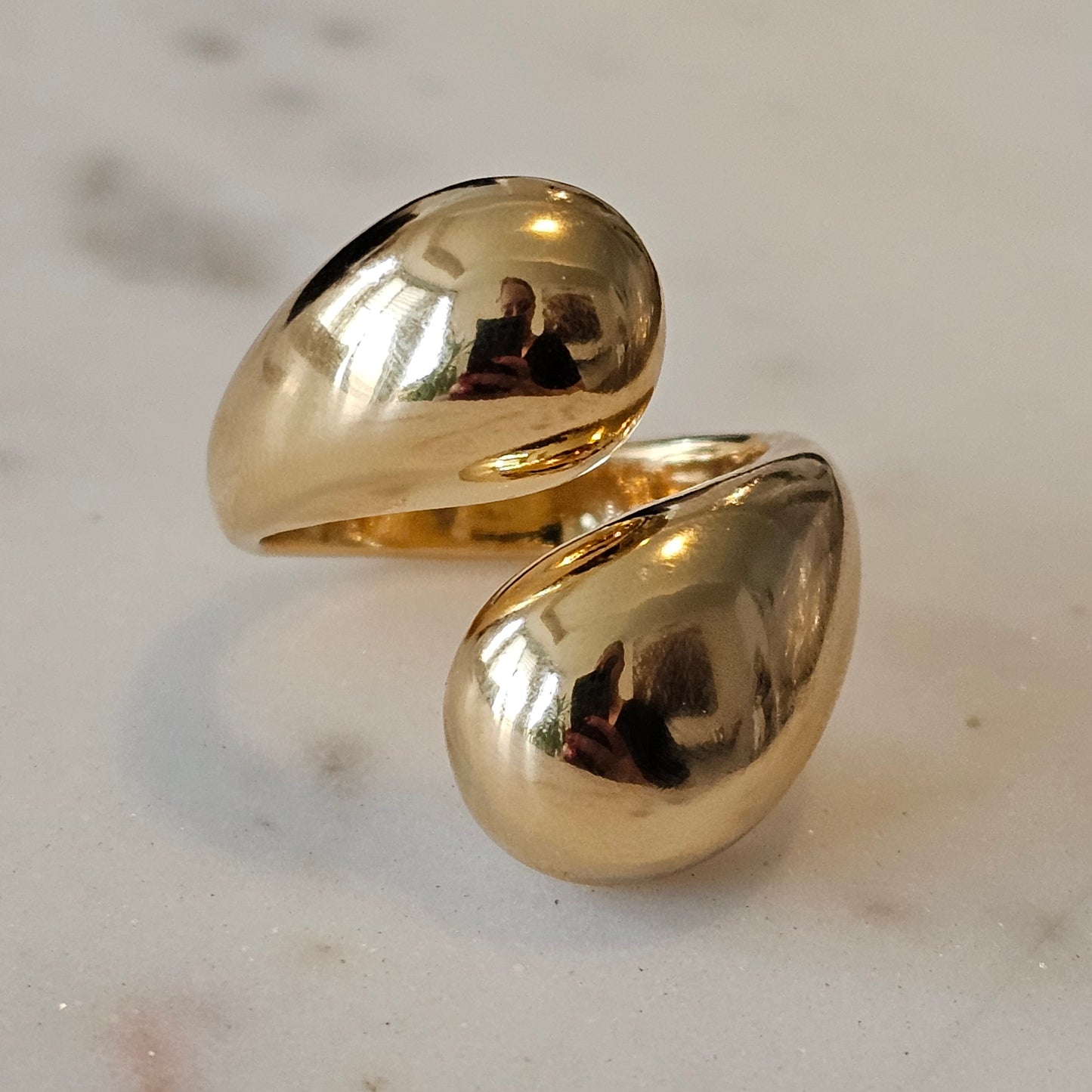 18K Gold Plated Bold Adjustable Domed Ring