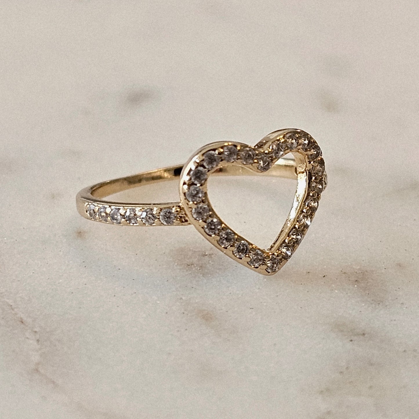 18K Gold Plated Studded Zirconia Heart Ring