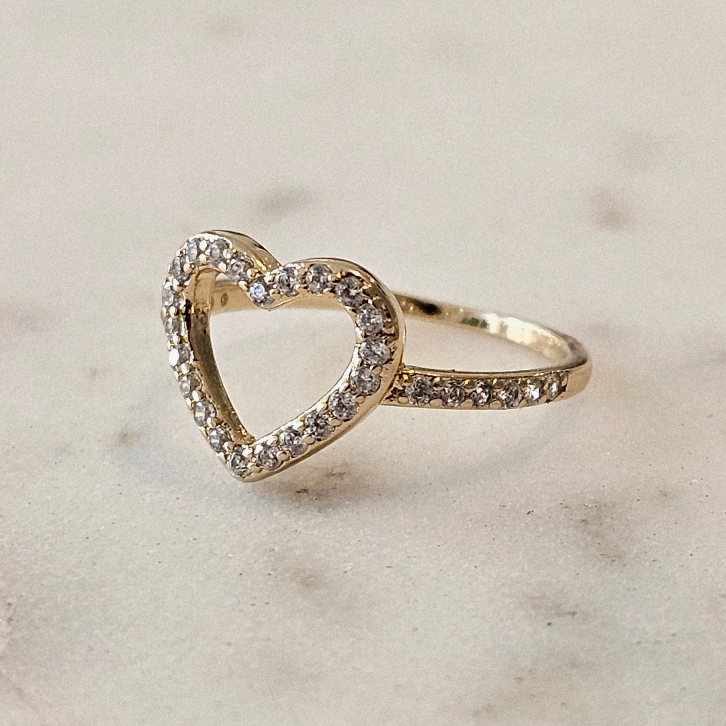 18K Gold Plated Studded Zirconia Heart Ring