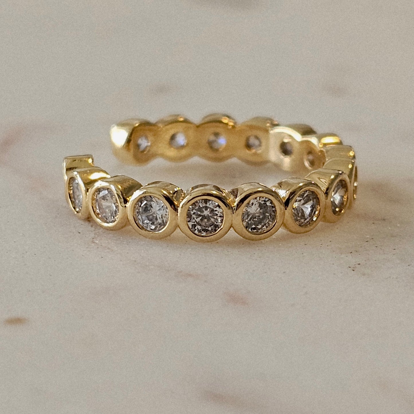 18K Gold Plated Adjustable Delicate Round Zirconias Ring