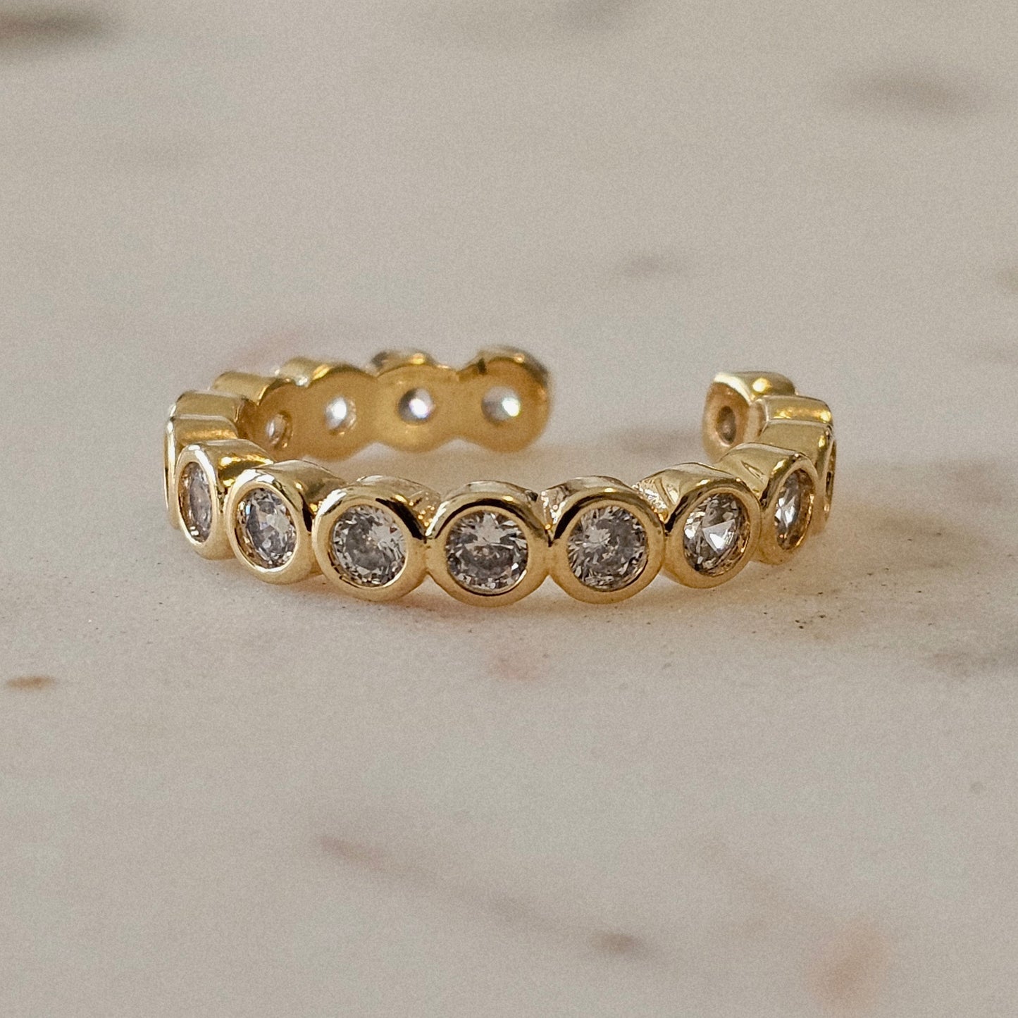 18K Gold Plated Adjustable Delicate Round Zirconias Ring