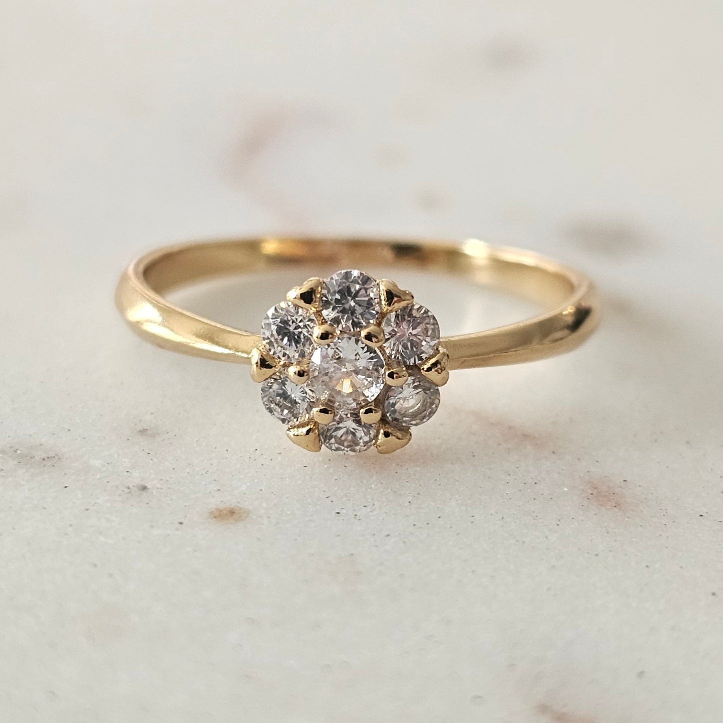 18K Gold Plated Studded Zirconia Flower Ring