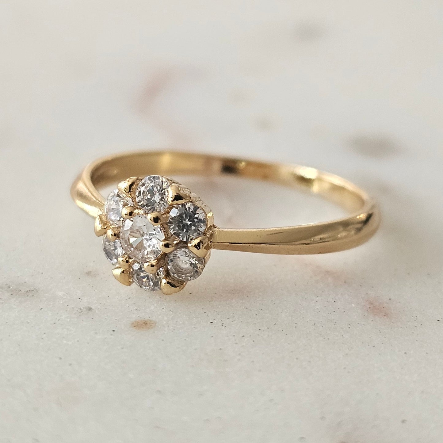 18K Gold Plated Studded Zirconia Flower Ring
