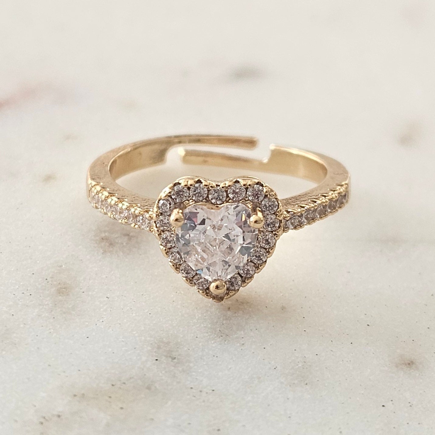 18K Gold Plated Studded Zirconia Heart Ring
