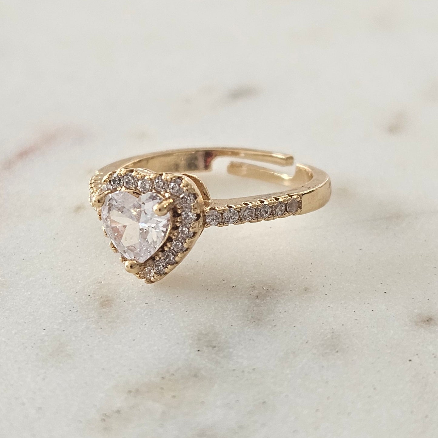 18K Gold Plated Studded Zirconia Heart Ring