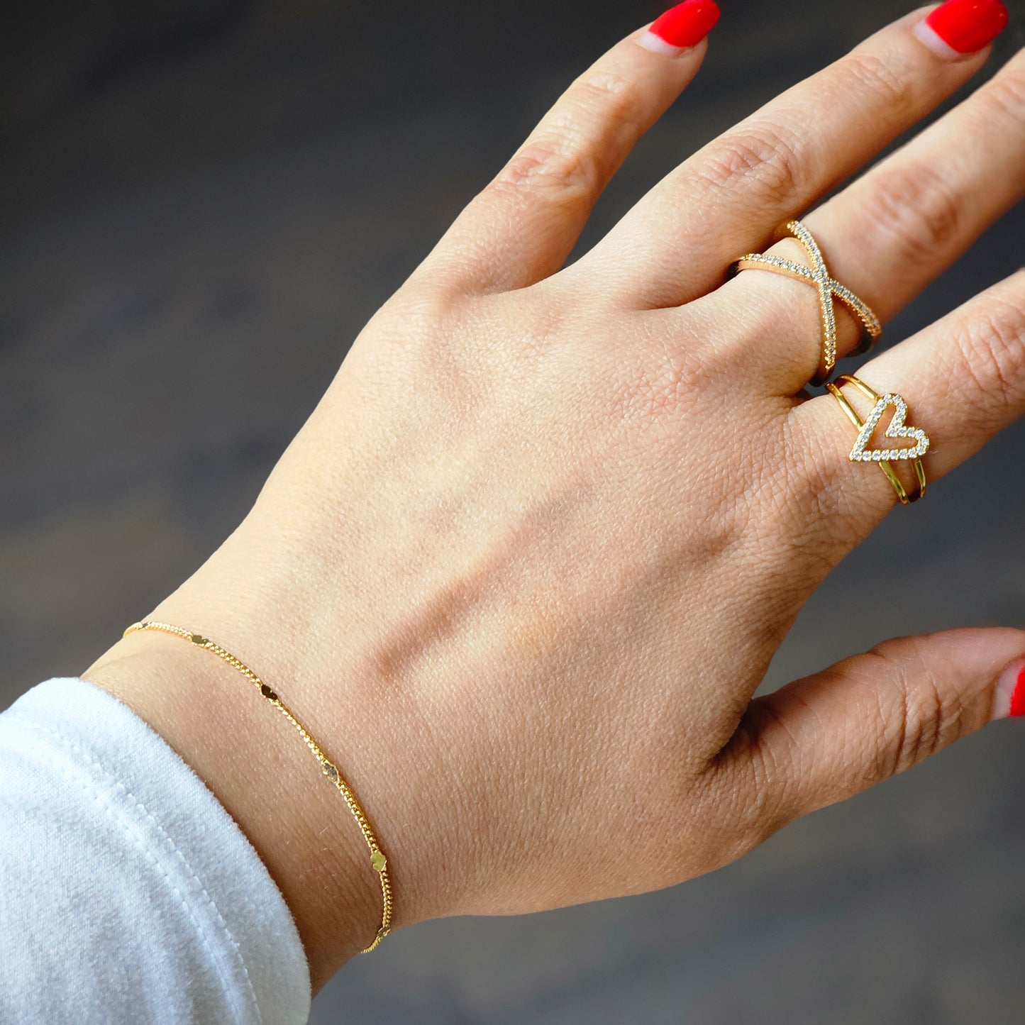 18K Gold Plated Delicate Mini Hearts Bracelet