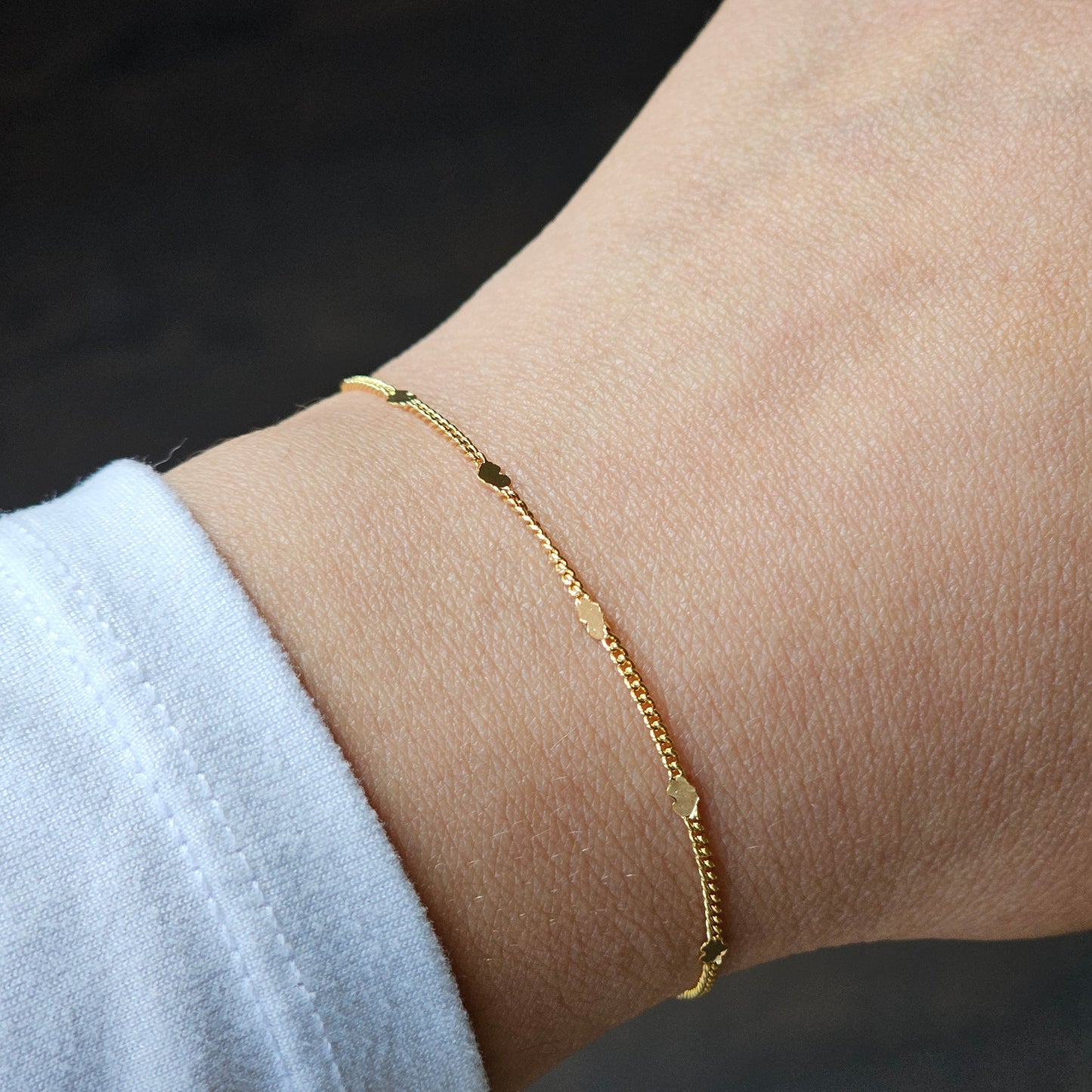 18K Gold Plated Delicate Mini Hearts Bracelet
