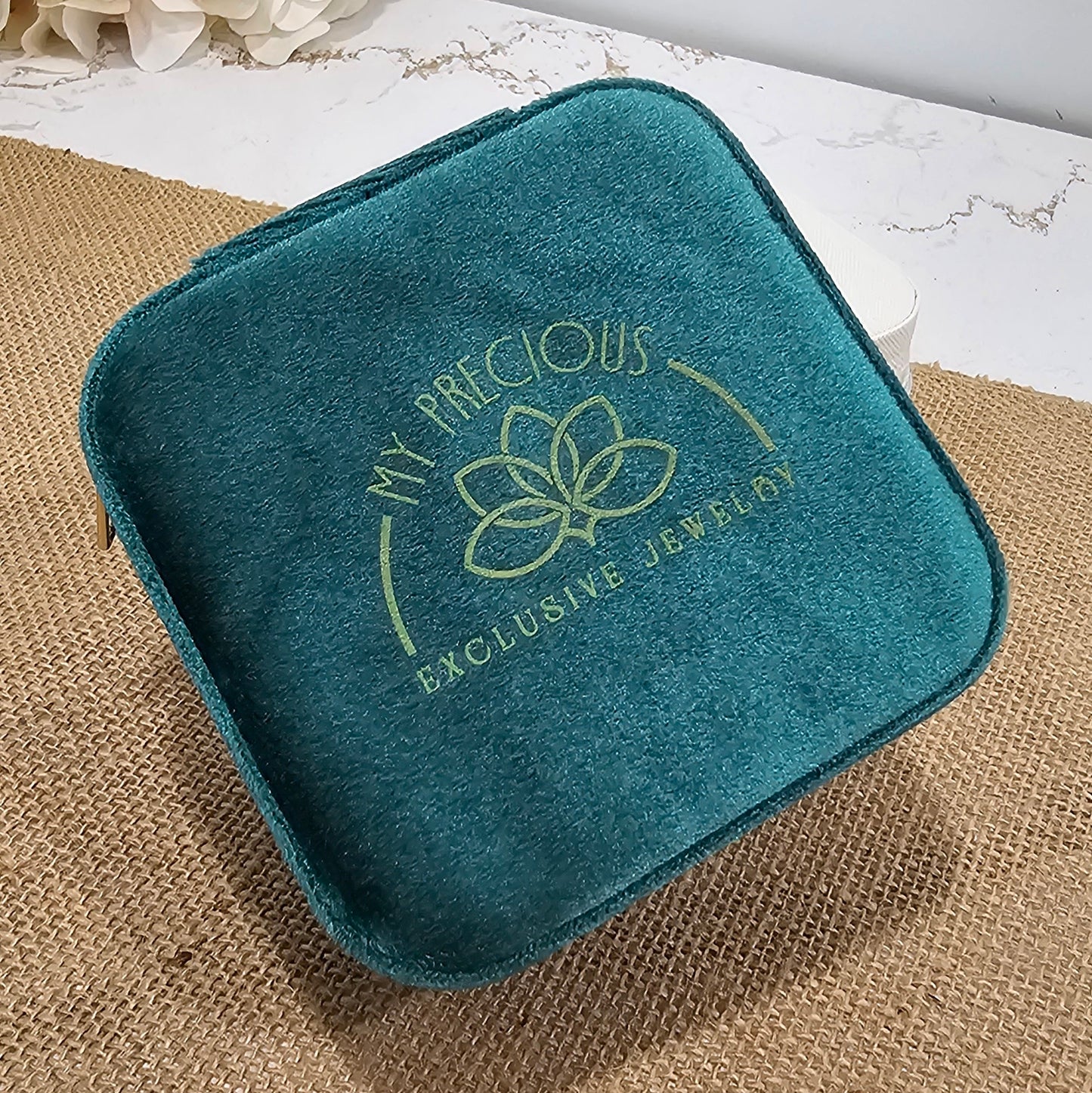 Green Suede Travel Jewelry Box