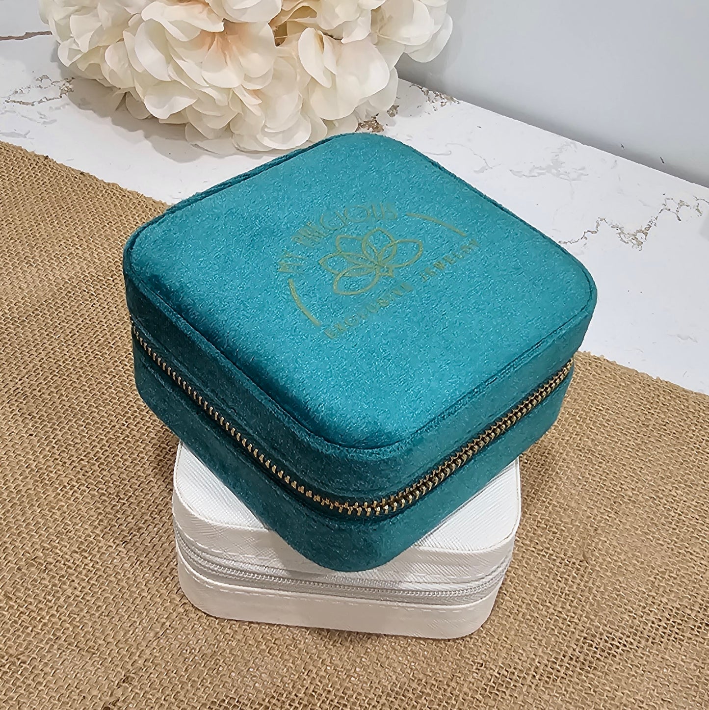 Green Suede Travel Jewelry Box