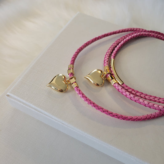 18K Gold Plated Triple Leather Necklace