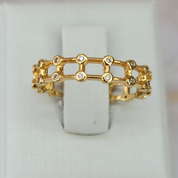 18K Gold Plated Band with Micro Zirconia Ring