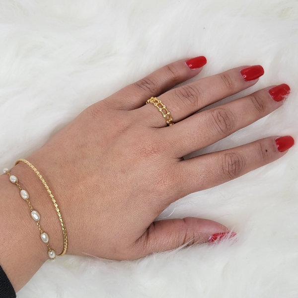 18K Gold Plated Band with Micro Zirconia Ring