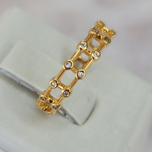 18K Gold Plated Band with Micro Zirconia Ring