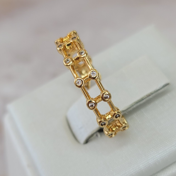 18K Gold Plated Band with Micro Zirconia Ring