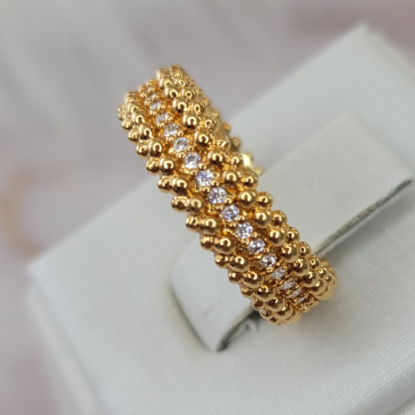 18K Gold Plated Studded Zirconia Crown Ring