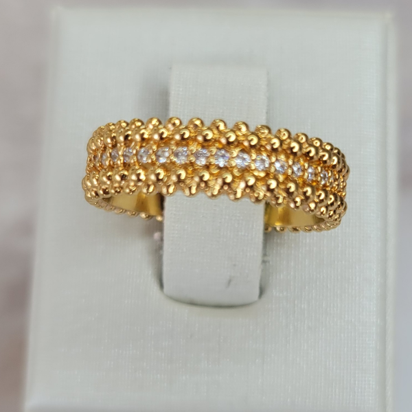 18K Gold Plated Studded Zirconia Crown Ring