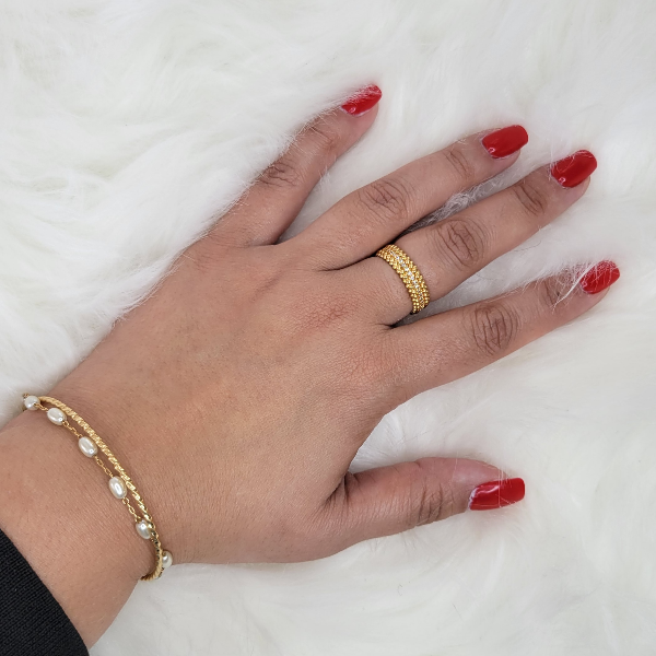 18K Gold Plated Studded Zirconia Crown Ring
