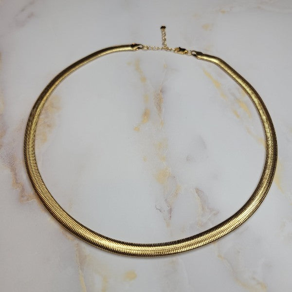 18K Gold Plated Thick Herringbone Necklace - 55cm