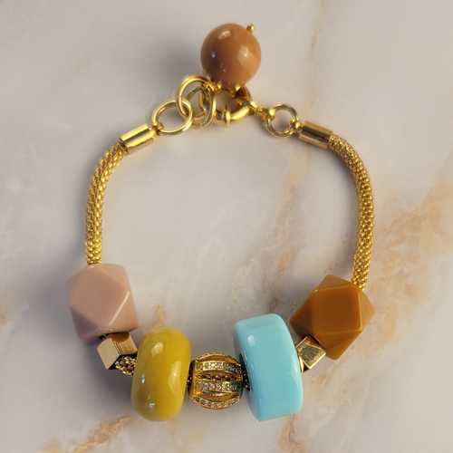 18K Gold Plated Colorful Charms Bracelet