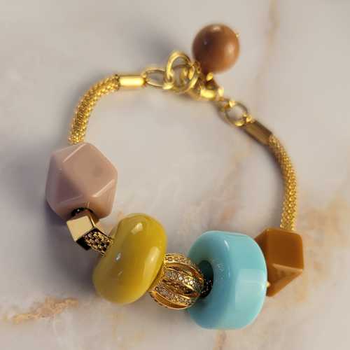 18K Gold Plated Colorful Charms Bracelet