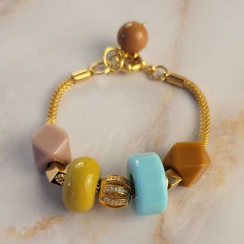 18K Gold Plated Colorful Charms Bracelet