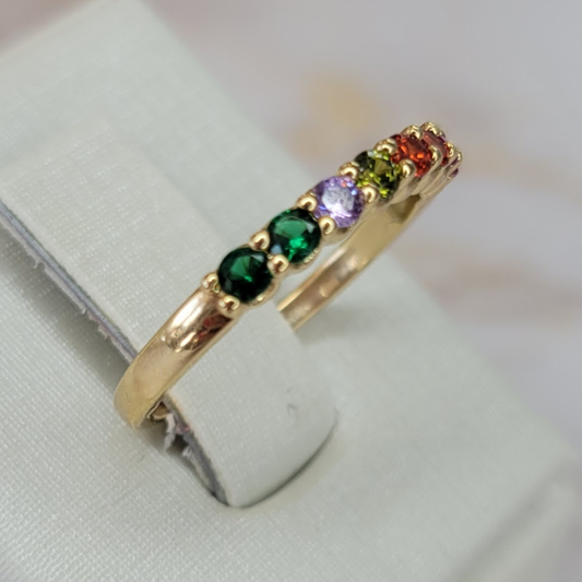 18K Gold Plated Zirconia Rainbow Ring
