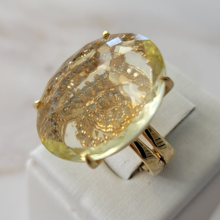 18K Gold Plated Studded Zirconia behind Citrine Ring