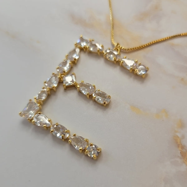 18K Gold Plated Crystal Letter E Necklace