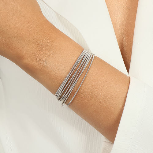 White Rhodium Plated Cable Bracelet
